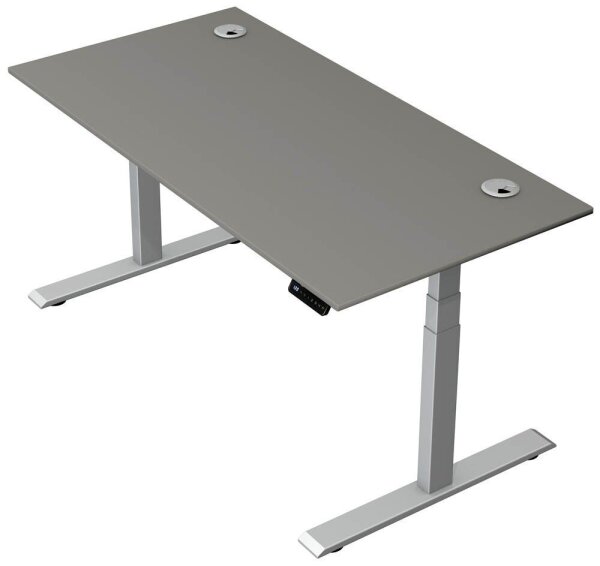 Kerkmann Move 2 Plus elektrisch höhenverstellbarer Schreibtisch grafit rechteckig, T-Fuß-Gestell silber 160,0 x 80,0 cm