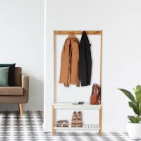relaxdays Kleiderständer braun Holz 4 Haken 70,5 x...