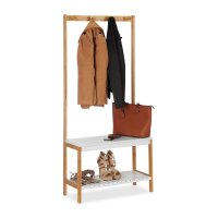 relaxdays Kleiderständer braun Holz 4 Haken 70,5 x 150,0 cm, 1 St.