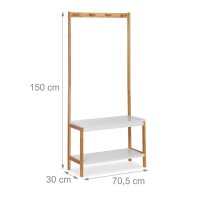 relaxdays Kleiderständer braun Holz 4 Haken 70,5 x 150,0 cm, 1 St.