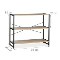 relaxdays Beistellregal braun, schwarz 95,0 x 35,0 x 80,0 cm, 1 St.
