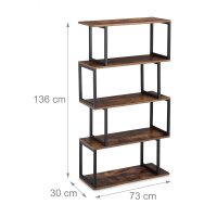 relaxdays Beistellregal braun/schwarz 73,0 x 30,0 x 136,0 cm, 1 St.