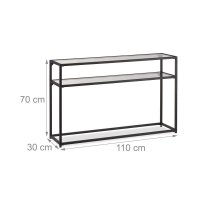 relaxdays Konsolentisch schwarz/transparent 110,0 x 30,0 x 70,0 cm, 1 St.