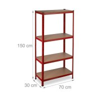 relaxdays Schwerlastregal 10033049_0 rot/braun 70,0 x 30,0 x 150,0 cm