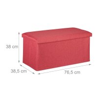 relaxdays Sitztruhe 10031616_708 rot Holz 76,5 cm