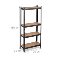 relaxdays Schwerlastregal 10033048_0 schwarz/braun 70,0 x 30,0 x 150,0 cm