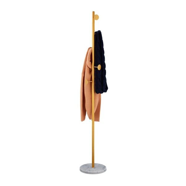 relaxdays Kleiderständer gold Metall 5 Haken 29,0 x 172,0 cm, 1 St.