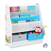 relaxdays Kinderregal weiß/blau 71,0 x 23,0 x 74,0 cm, 1 St.