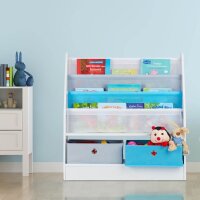 relaxdays Kinderregal weiß/blau 71,0 x 23,0 x 74,0 cm, 1 St.