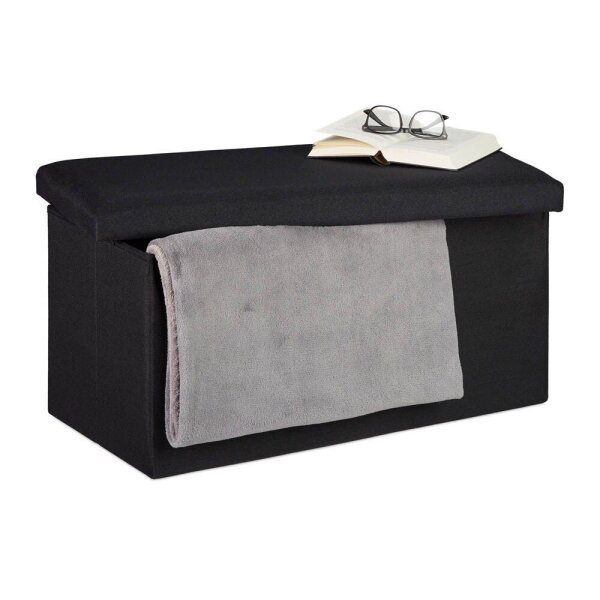 relaxdays Sitztruhe 10031616_46 schwarz Holz 76,5 cm