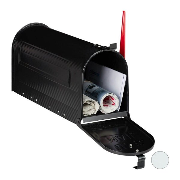 relaxdays Zeitungsrolle US Mail 10028065_46 schwarz mit Zeitungsfach