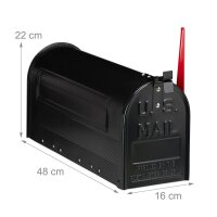 relaxdays Zeitungsrolle US Mail 10028065_46 schwarz mit Zeitungsfach