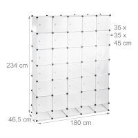 relaxdays Kleiderschrank, 10024527_50 transparent 180,0 x 46,5 x 234,0 cm, 1 St.