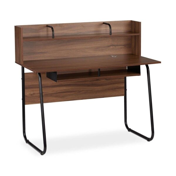 relaxdays Schreibtisch braun rechteckig, Kufen-Gestell schwarz 120,0 x 60,0 cm  ( 10026054_955 )