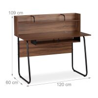 relaxdays Schreibtisch braun rechteckig, Kufen-Gestell schwarz 120,0 x 60,0 cm  ( 10026054_955 )