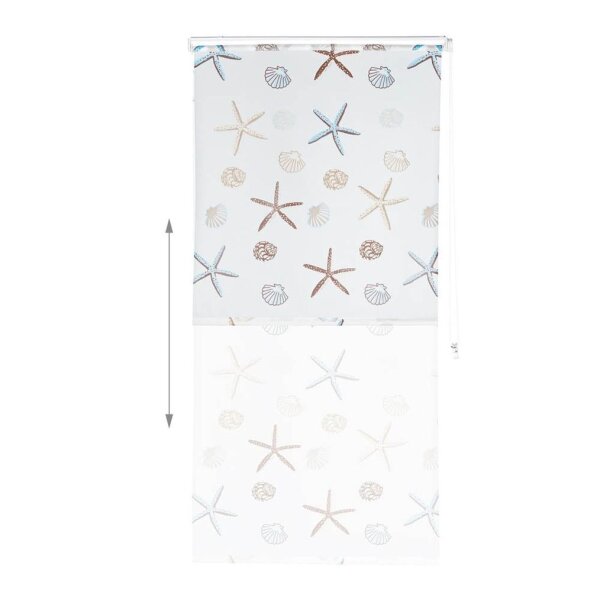relaxdays Duschrollo OCEAN Muscheln, Seesterne 100,0 x 240,0 cm