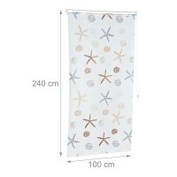 relaxdays Duschrollo OCEAN Muscheln, Seesterne 100,0 x 240,0 cm