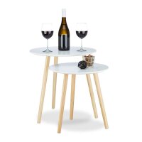 relaxdays Beistelltische-Set rund Holz weiß, 2 St.