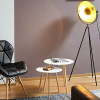 relaxdays Beistelltische-Set rund Holz weiß, 2 St.