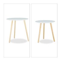 relaxdays Beistelltische-Set rund Holz weiß, 2 St.