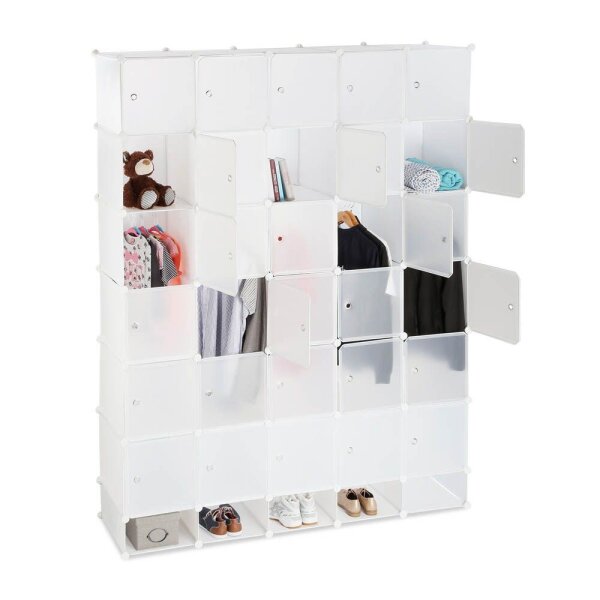 relaxdays Kleiderschrank, 10024527_49 weiß, transparent 180,0 x 46,5 x 234,0 cm, 1 St.