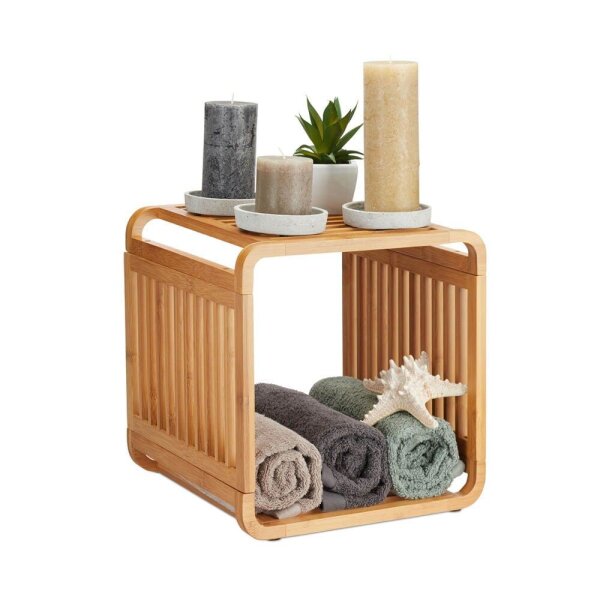 relaxdays Beistellregal braun 33,0 x 33,0 x 33,0 cm, 1 St.