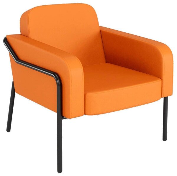 medso powered by PAPERFLOW Sessel MEDSO L Rund orange schwarz Kunstleder 75,0 x 74,3 x 73,6 cm, 1 St.