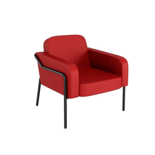 medso powered by PAPERFLOW Sessel MEDSO L Rund rot schwarz Kunstleder 75,0 x 74,3 x 73,6 cm, 1 St.