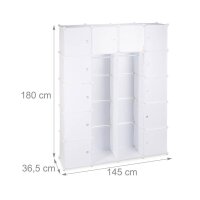 relaxdays Kleiderschrank, 10021971_49 weiß, transparent 145,0 x 36,5 x 180,0 cm, 1 St.