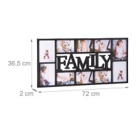 relaxdays  Collage-Bilderrahmen Familie schwarz 72,0 x...