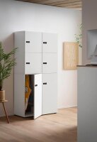 MÖBELPARTNER Spind Locked weiß 702027, 6 Schließfächer 90,8 x 40,7 x 185,2 cm