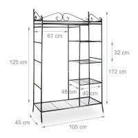 relaxdays Kleiderständer COUNTRY schwarz Metall 105,0 x 172,0 cm, 1 St.