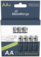 MediaRange USB-Akkus mit Ladekabel Li-Ion Mignon AA 1400...