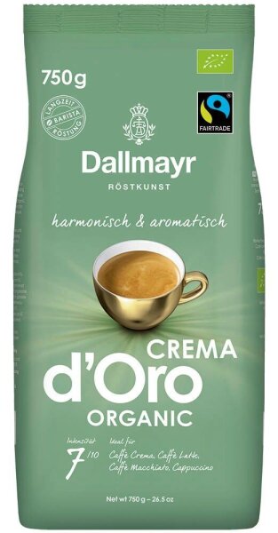 Dallmayr Crema dOro Organic Bio-Kaffeebohnen, Arabicabohnen 750 g
