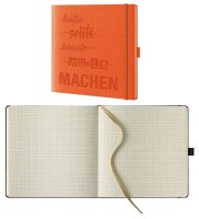 Lediberg Notizbuch MACHEN quadratisch kariert, orange...