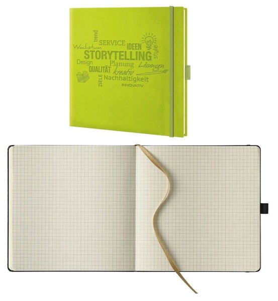 Lediberg Notizbuch Storytelling quadratisch kariert, lemongreen Hardcover 240 Seiten, 1 St.