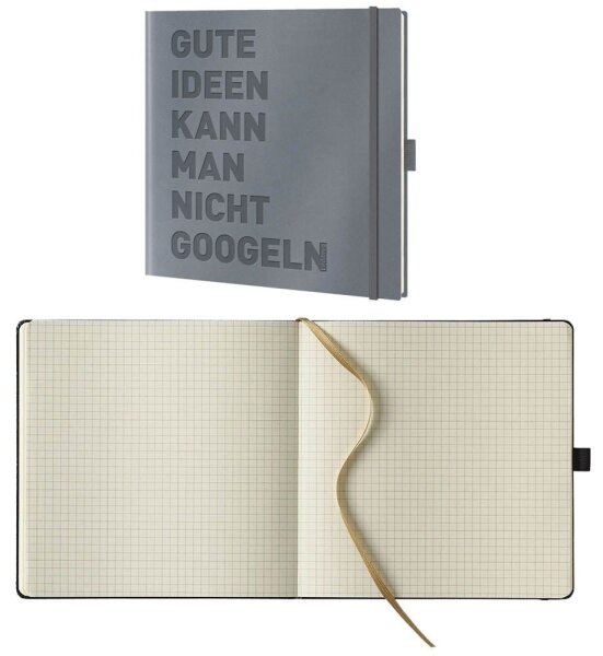 Lediberg Notizbuch gute Ideen quadratisch kariert, silbergrau Hardcover 240 Seiten, 1 St.
