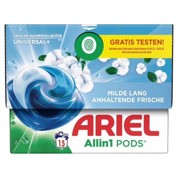 ARIEL UNIVERSAL+ Allin1 PODS Frische Baumwollblüte Waschmittel Caps, 15 St.  ( 8700216650984 )