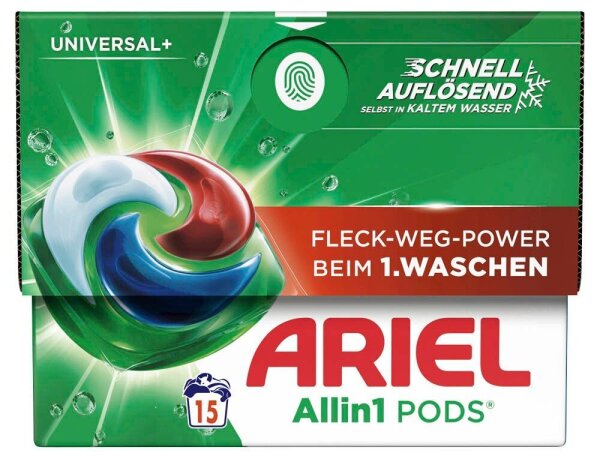 ARIEL UNIVERSAL+ Allin1 PODS Waschmittel Caps, 15 St.