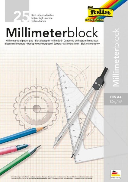 folia Millimeterblock DIN A4 Millimeter, 1 Block