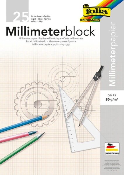 folia Millimeterblock DIN A3 Millimeter, 1 Block