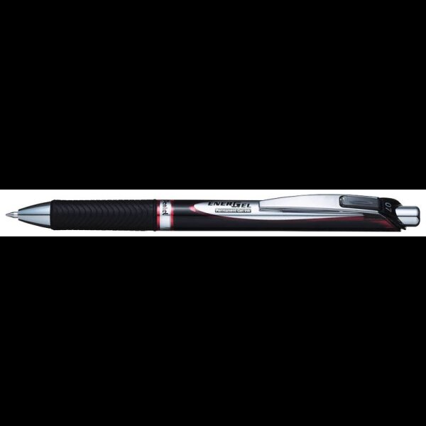 Pentel ENERGEL BLP77 Gelschreiber schwarz/silber 0,35 mm, Schreibfarbe: rot, 1 St.