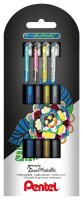 Pentel Hybrid Dual Metallic Gelschreiber 0,5 mm, Schreibfarbe: farbsortiert, 4 St.