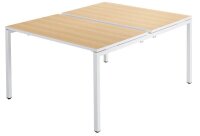 PAPERFLOW easyDesk Doppelschreibtisch buche rechteckig, 4-Fuß-Gestell weiß 120,0 x 166,0 cm