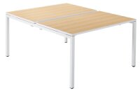 PAPERFLOW easyDesk Doppelschreibtisch buche rechteckig, 4-Fuß-Gestell weiß 120,0 x 166,0 cm