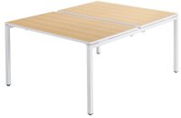 PAPERFLOW easyDesk Doppelschreibtisch buche rechteckig, 4-Fuß-Gestell weiß 140,0 x 166,0 cm