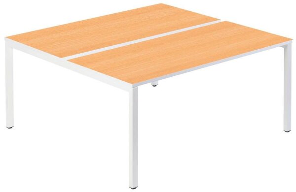PAPERFLOW easyDesk Doppelschreibtisch buche rechteckig, 4-Fuß-Gestell weiß 160,0 x 166,0 cm