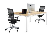 PAPERFLOW easyDesk Doppelschreibtisch buche rechteckig, 4-Fuß-Gestell weiß 160,0 x 166,0 cm