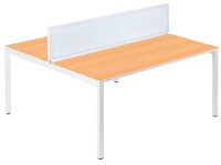 PAPERFLOW easyDesk Doppelschreibtisch buche rechteckig, 4-Fuß-Gestell weiß 160,0 x 166,0 cm