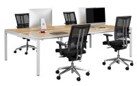 PAPERFLOW easyDesk Doppelschreibtisch buche rechteckig, 4-Fuß-Gestell weiß 240,0 x 166,0 cm
